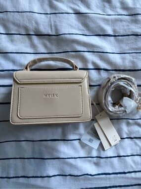 HVISK Cream Mini Top-Handle Bag with Detachable Strap